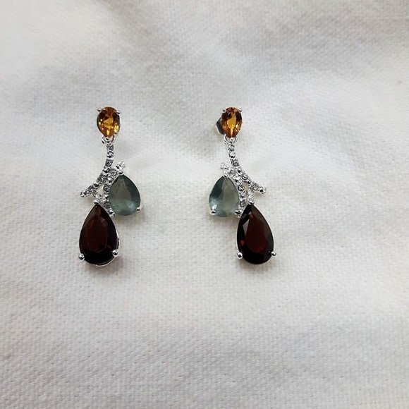 NVC Designer Signed Earrings Nataliya V Collister Elegant Silver Tone Pierced - Picture 5 of 5